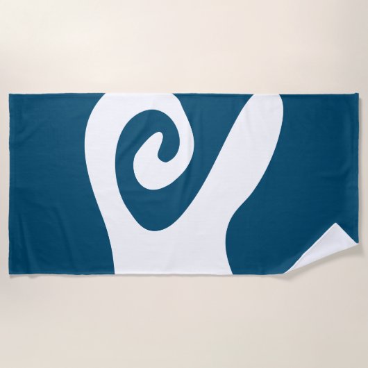 Oceanblauw en witte spiraalgolf strandlaken (Voorkant)