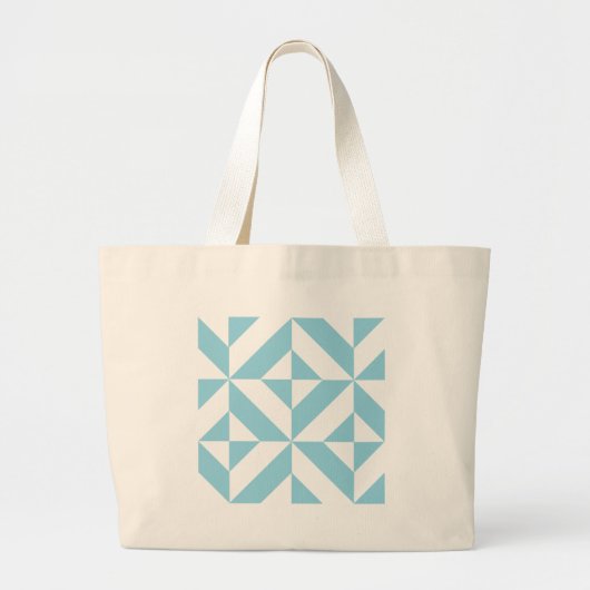 Oceanblauw geometrisch deco kubuspatroon grote tote bag (Voorkant)