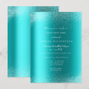 Oceanblauw Glitter Spark Zand Bruidsverjaardag Kaart