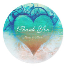 Oceanblauw Hart Grunge Tropisch Strand Favor