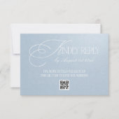 Oceanblauw Luxe Trouw QR CODE RSVP Kaartje (Voorkant)