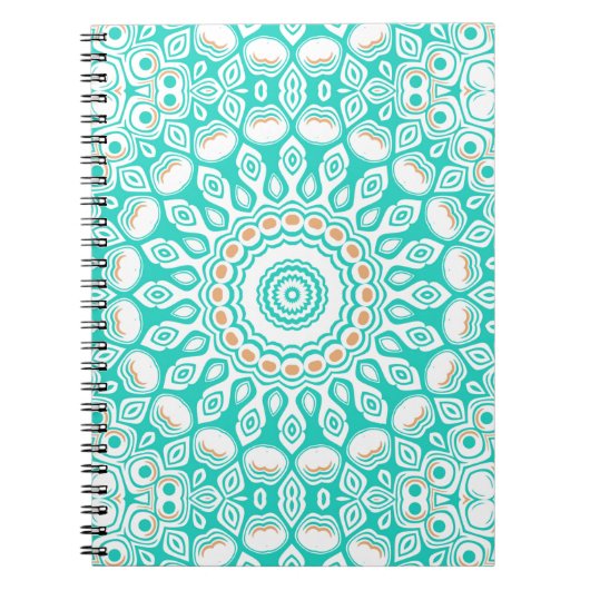 Oceanblauw Turquoise Medaillon Notitieboek (Voorkant)