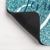 Oceanblauw Turquoise Nep Glitter Persoonlijk Monog Muismat (Hoek)
