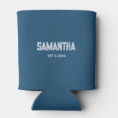 Oceanblauw & witte monogramnaam Koeler (Achterkant)