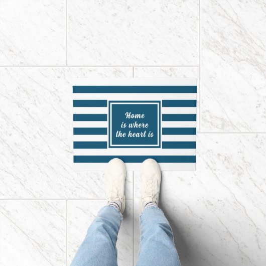 Oceanblauw & Witte Streep Persoonlijk Deurmat (Binnen)