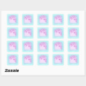 Oceanblauwe glitters bloem roze dank je zomer vierkante sticker (Vel)