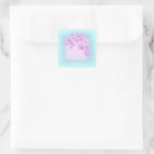 Oceanblauwe glitters bloem roze dank je zomer vierkante sticker (Tas)