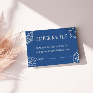 Oceanblauwe Luierraffle Baby Shower Informatiekaartje