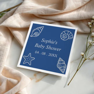 Oceanblauwe Schelp Baby Shower Servet