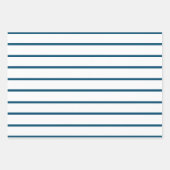 Oceanblauwe Strepen Inpakpapier Vel (Voorkant 2)