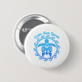 Oceanblauwe Tribal Turtle Cabo San Lucas Ronde Button 5,7 Cm (Voorkant /achterkant)