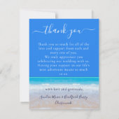 Oceanblauwe Tropisch Strand Harten in Zand Trouw Bedankkaart (Achterkant)