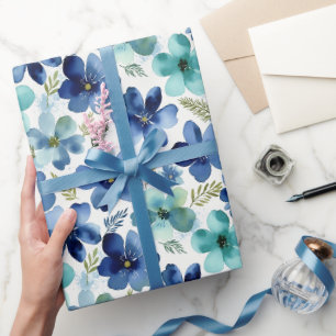 Oceanblauwe Tulpengolven Cadeaupapier