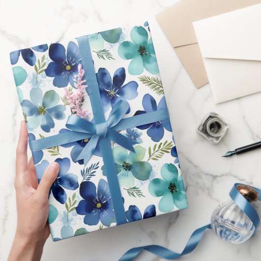 Oceanblauwe Tulpengolven Cadeaupapier (Geschenken)