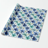 Oceanblauwe Tulpengolven Cadeaupapier (Uitgerold)