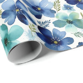 Oceanblauwe Tulpengolven Cadeaupapier (Rol Hoek)