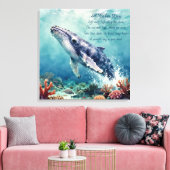 Oceanblauwe walvis aquarel kustkunst canvas afdruk (Insitu (Woonkamer))