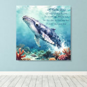 Oceanblauwe walvis aquarel kustkunst canvas afdruk (Insitu (Houten vloer))
