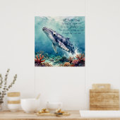 Oceanblauwe walvis aquarel kustkunst poster (Keuken)