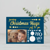 Oceanblauwe witte kerstknuffels alleen voor jou fo folie feestdagenkaart (Staand Voorkant)