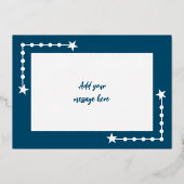 Oceanblauwe witte kerstknuffels alleen voor jou fo folie feestdagenkaart (Achterkant)