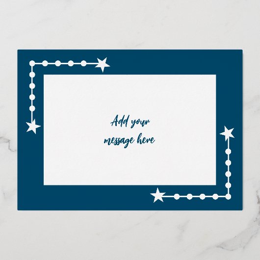 Oceanblauwe witte kerstknuffels alleen voor jou fo folie feestdagenkaart (Achterkant)