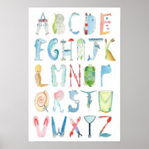 Oceandieren Alfabetposter - 33 x 48 cm