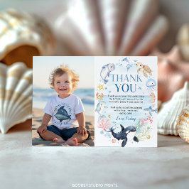 Oceandieren Kinder Onder Zee Verjaardagsfoto Bedankkaart