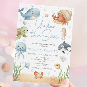 Oceandieren onder de zee baby shower kaart