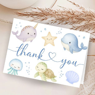 Oceandieren Zee Baby Shower Oceaan Bedankkaart