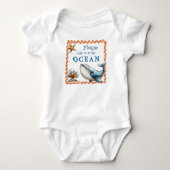 Oceandieren zeggen strand baby romper (Voorkant)