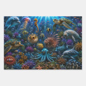 Oceandierentuin Laadpaneel Decoupage Inpakpapier Vel (Voorkant)