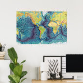 Oceanen kaart poster (Thuiskantoor)