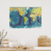 Oceanen kaart poster (Keuken)