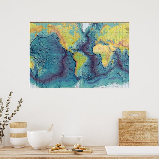 Oceanen kaart poster (Keuken)