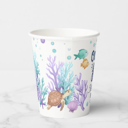 Oceanen van Fun Zeemeermin Verjaardag V1 ID1142 Pa Papieren Bekers (Rechts)