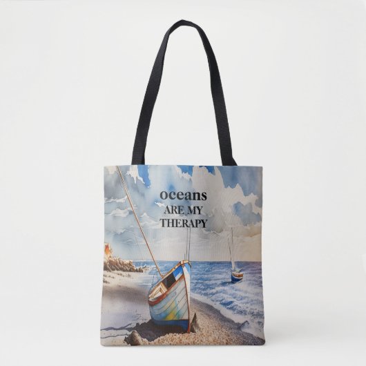 Oceanen zijn mijn therapieontwerp tote bag (Voorkant)