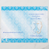 Oceanfront Seahorse Blue Wedding Bi Fold Programme (Voorkant)