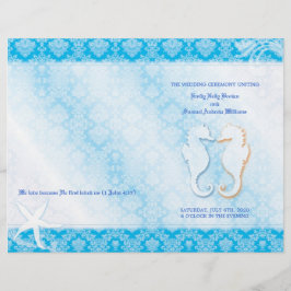 Oceanfront Seahorse Blue Wedding Bi Fold Programme