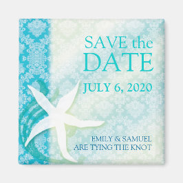 Oceanfront Starfish Wedding Save the Date Magneet