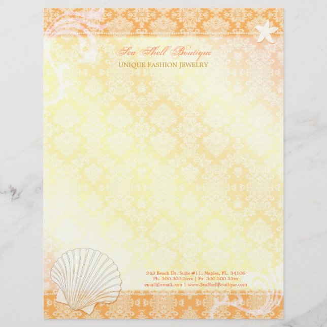 Oceanfront Zee Shell Wedding Business Briefhoofd (Voorkant)