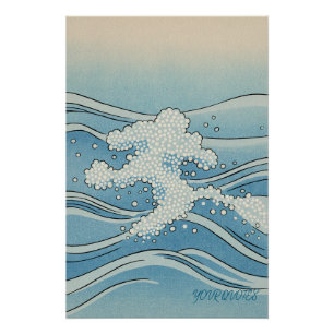 Oceangolfdruk – Japanse houtsnede-stijl Perfect Poster