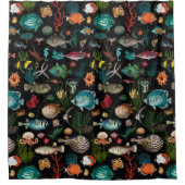 Oceania Colorful Fishes on Black Background Douchegordijn (Voorkant)