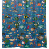 Oceania Colorful Fishes on Cobalt Blue Background Douchegordijn (Voorkant)