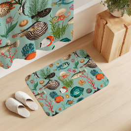 Oceania Colorful Fishes on Duck Egg Background Badmat