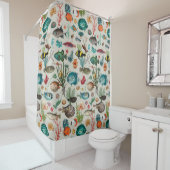 Oceania Colorful Fishes on Greige Background Douchegordijn (In situ)