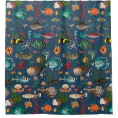Oceania Colorful Fishes on Marine Blue Background Douchegordijn (Voorkant)