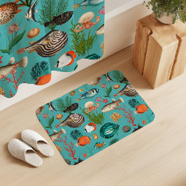 Oceania Colorful Fishes on Turquoise Background Badmat