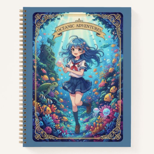 Oceanic Adventures Anime Girl Underwater Journal Notitieboek (Voorkant)