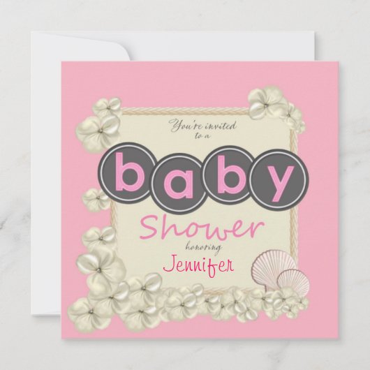 Oceanic Baby Girl Shower Invitation Kaart (Voorkant)